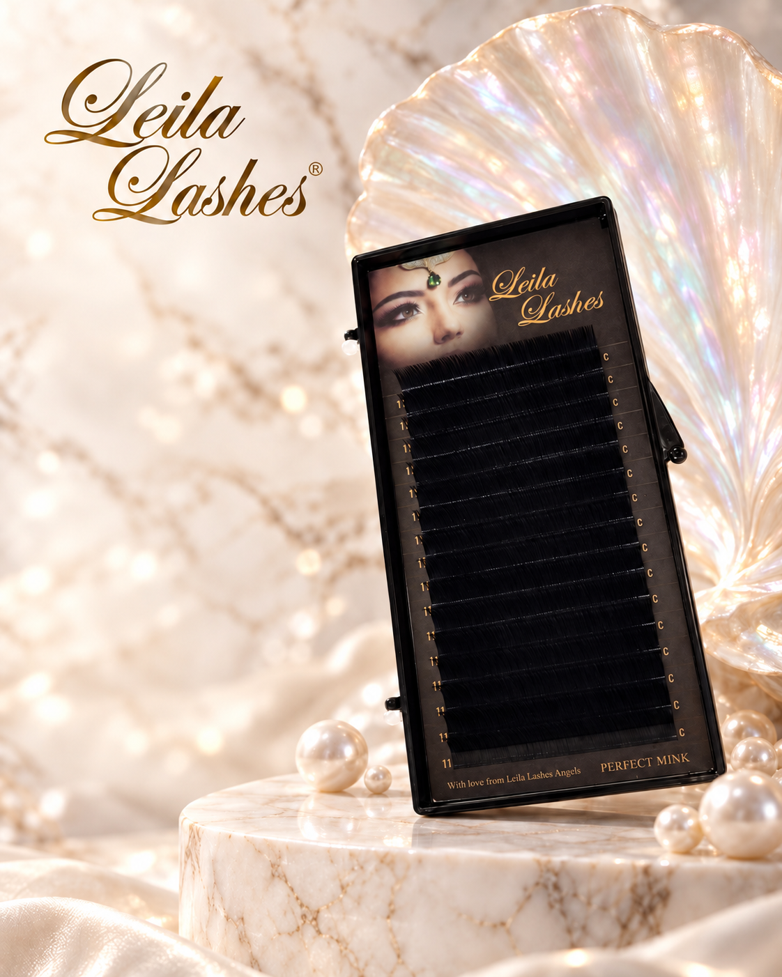 Extensii de gene LEILA de la Leila Lashes, casetă cu gene individuale pentru aplicarea profesională a extensiilor de gene.