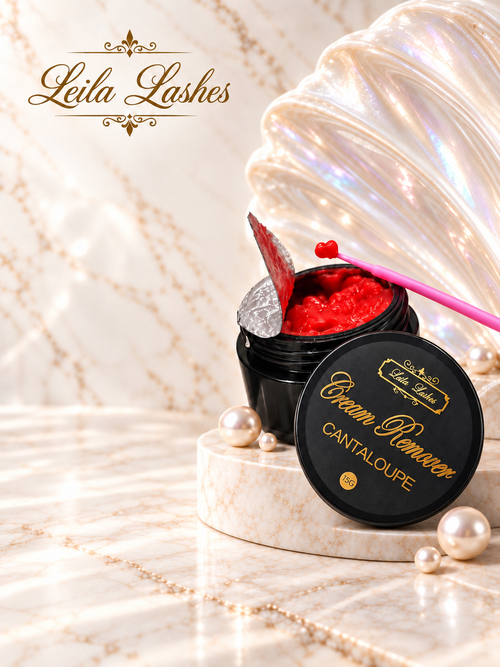 Cream Remover Leila Lashes pentru îndepărtarea extensiilor de gene, produs profesional pentru tehnicieni.
