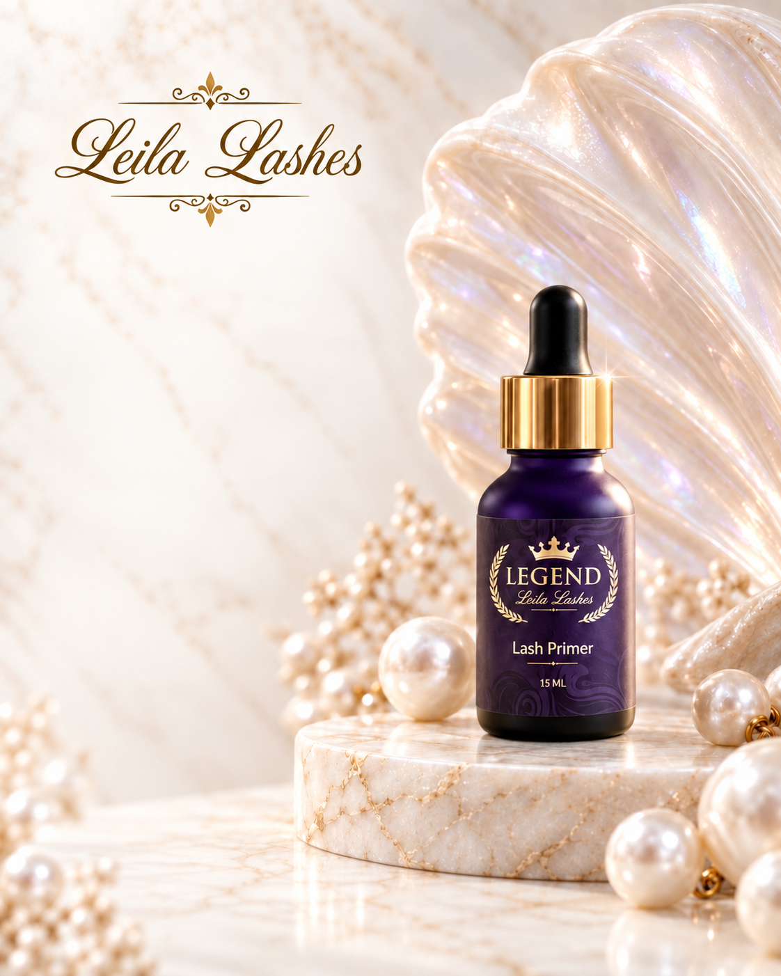 Lash Primer Legend Leila Lashes pentru pregătirea genelor înainte de aplicarea extensiilor, produs profesional pentru tehnicieni.