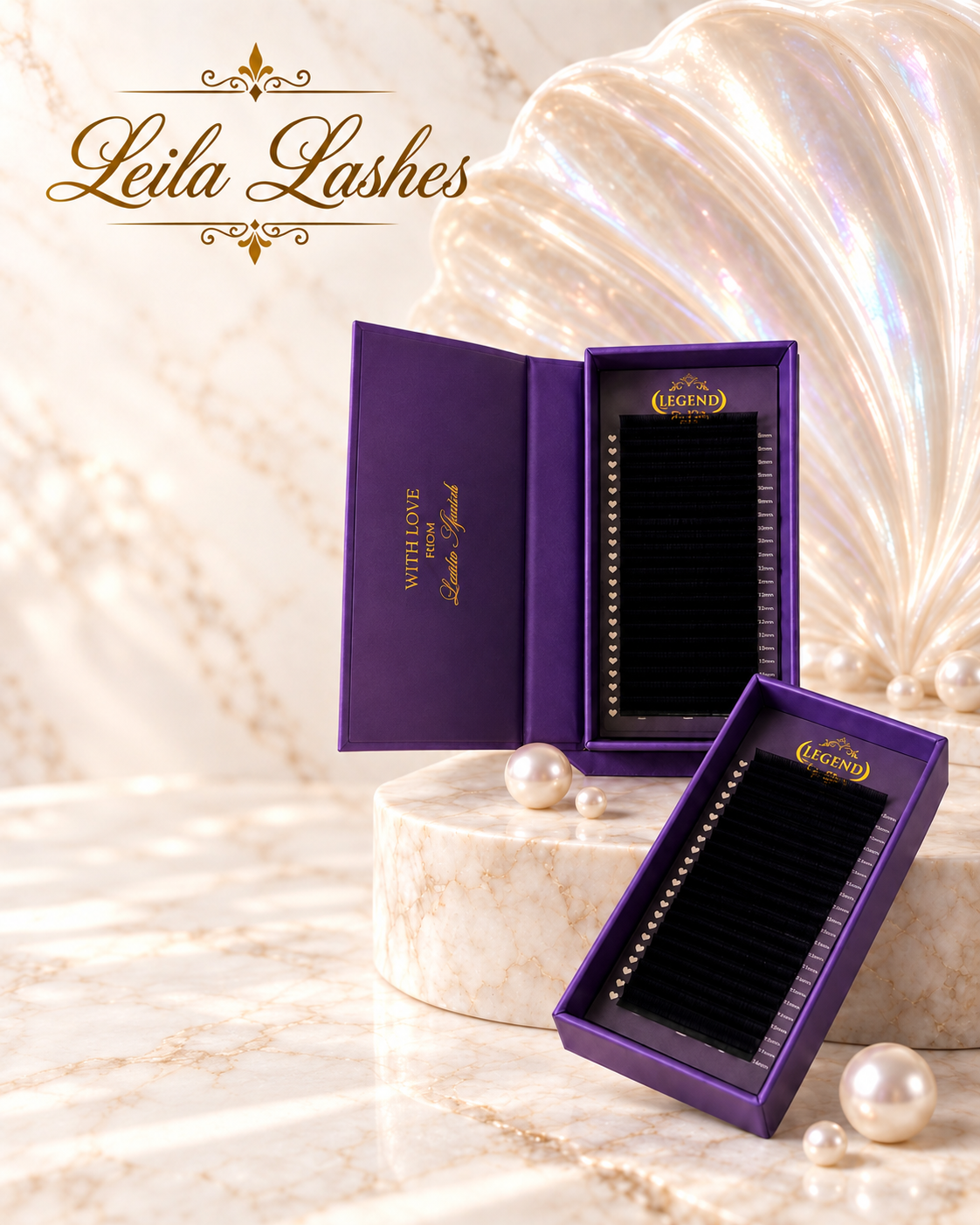 Extensii de gene LEGEND Leila Lashes, casetă cu 22 de benzi de gene pentru tehnicienii profesioniști de extensii de gene.