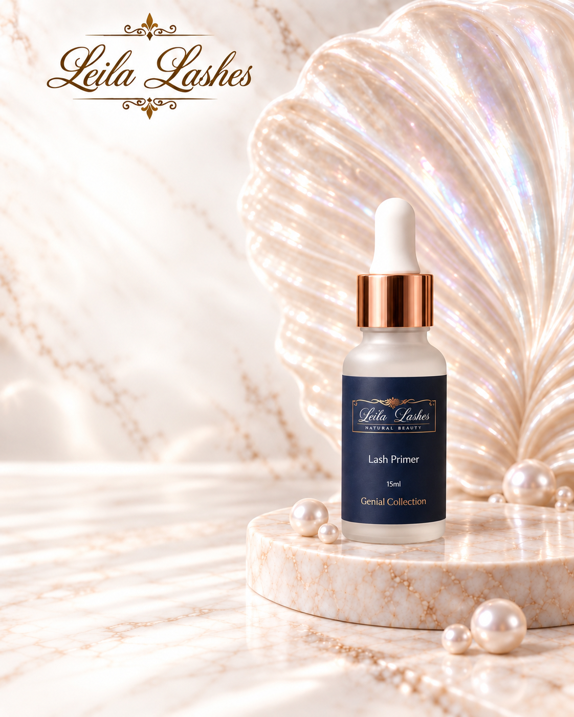 Lash Primer Genial Leila Lashes pentru pregătirea genelor înainte de aplicarea extensiilor, produs profesional pentru tehnicieni.