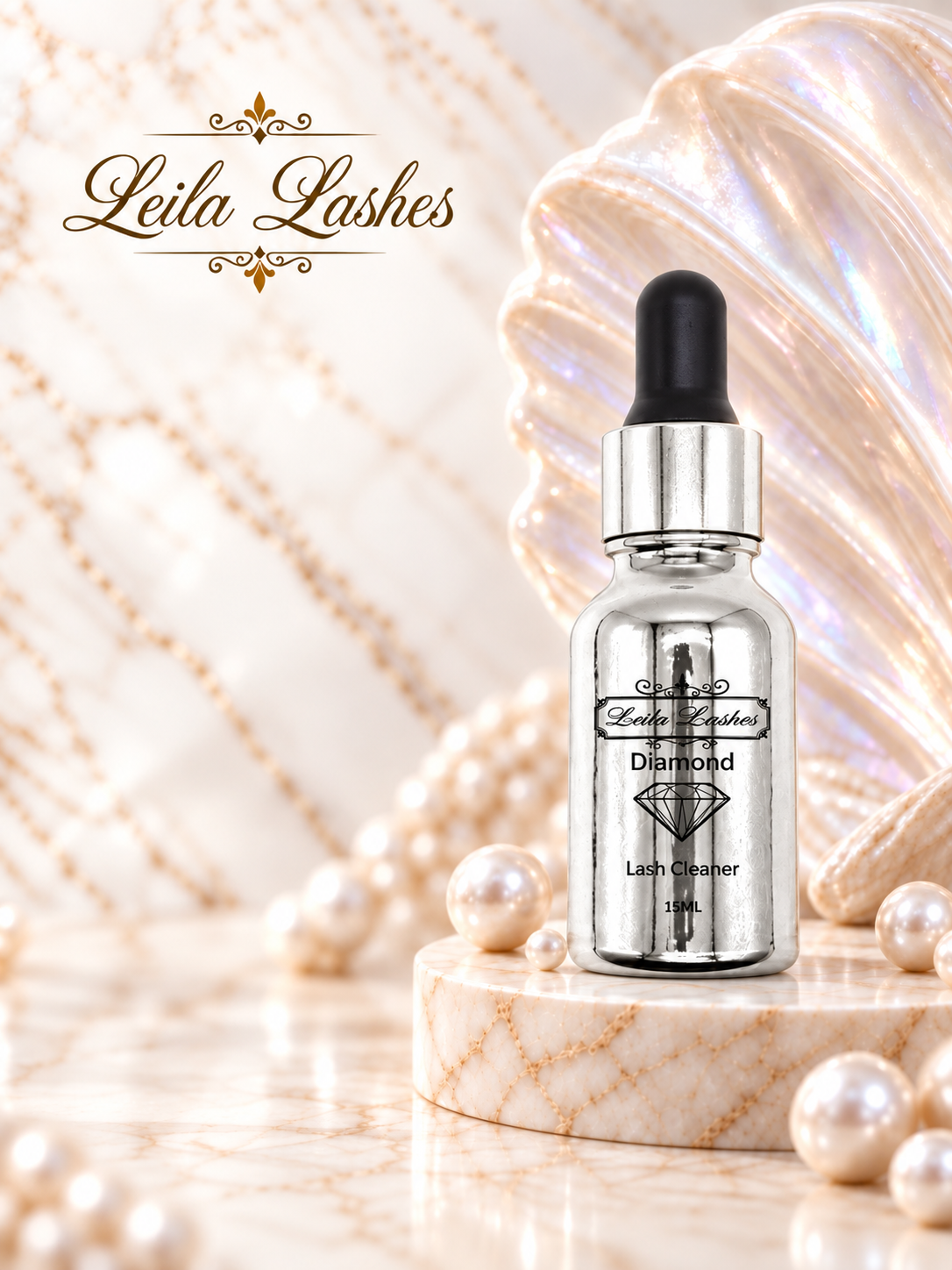 Lash Cleaner Diamond Leila Lashes, soluție profesională pentru curățarea genelor în cadrul procedurilor de extensii.