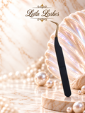 Pensetă BLACK GOLD Leila Lashes pentru extensii de gene cu volum, instrument profesional pentru aplicarea evantaielor.