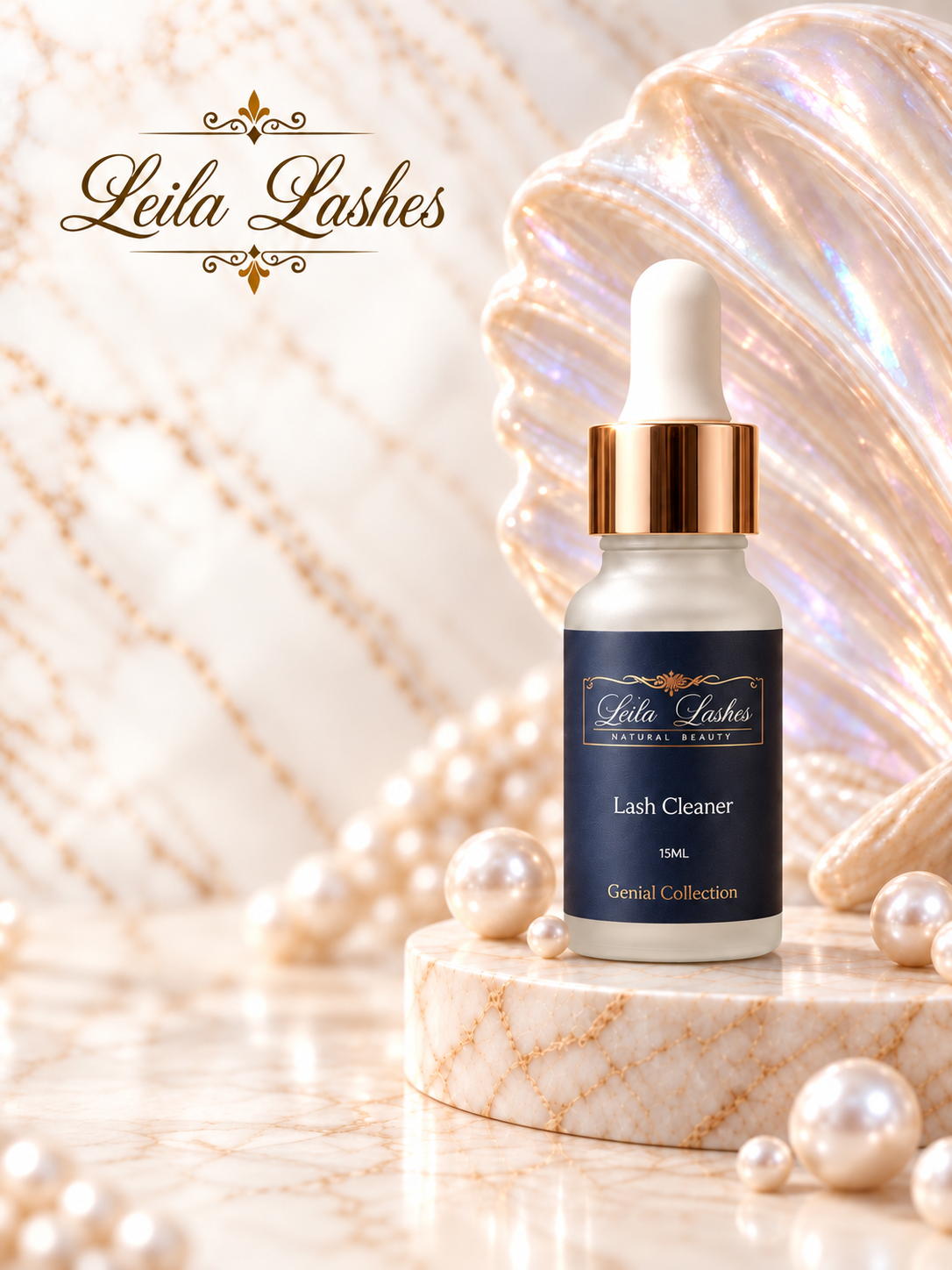 Lash Cleaner Genial Leila Lashes, soluție profesională pentru curățarea genelor în cadrul procedurilor de extensii.