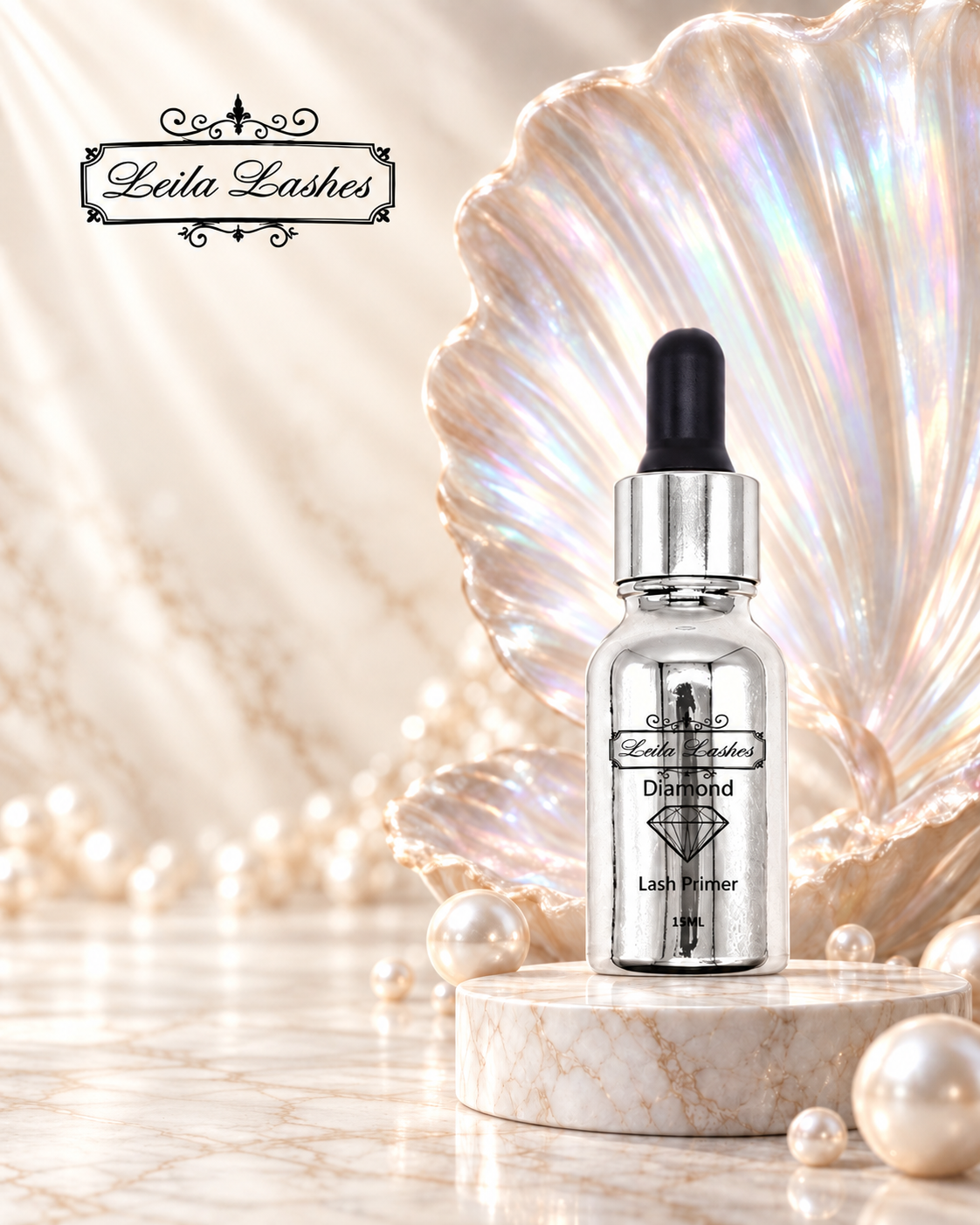 Lash Primer Diamond Leila Lashes pentru pregătirea genelor înainte de aplicarea extensiilor, produs profesional pentru tehnicieni.